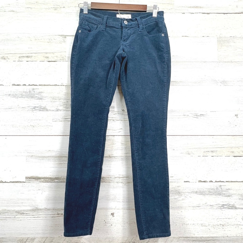 Old Navy Rockstar Corduroy Pants Dark Teal Blue Womens Size 2‎ Slim Fit